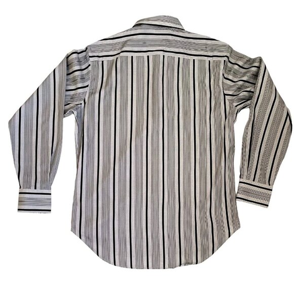 ROBERT GRAHAM Gray Men Striped Long Sleeve Shirt Flip Cuff Size M Classic Fit EC - Picture 3 of 9